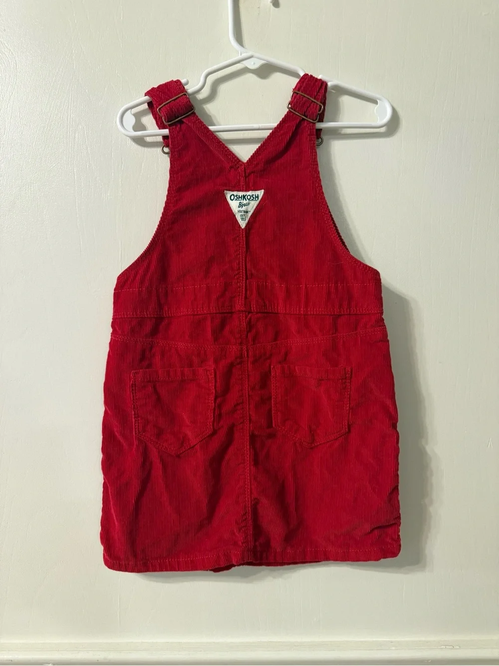 OshKosh B'gosh Bright Red Corduroy Kids Overalls Dress